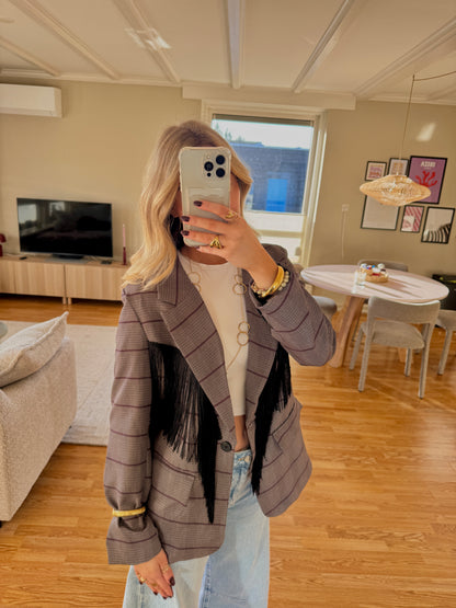 Vintage fringe blazer - taupe