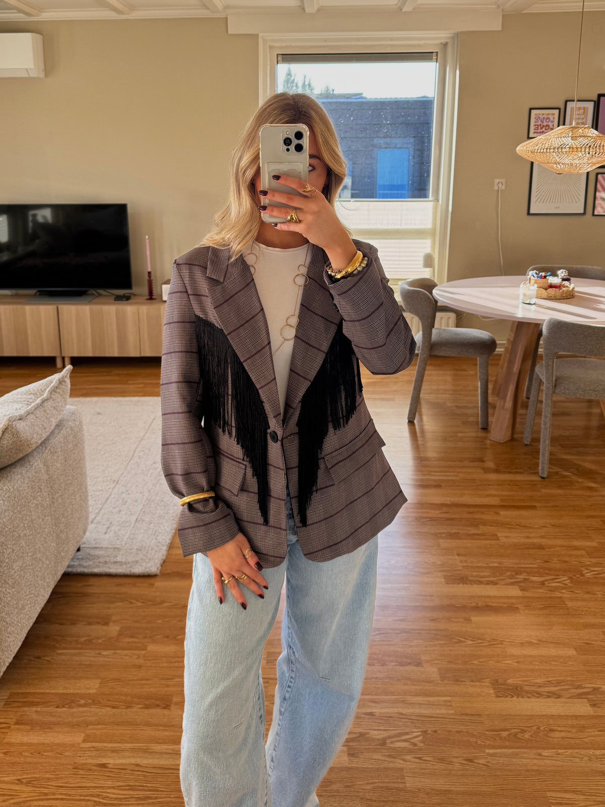 Vintage fringe blazer - taupe
