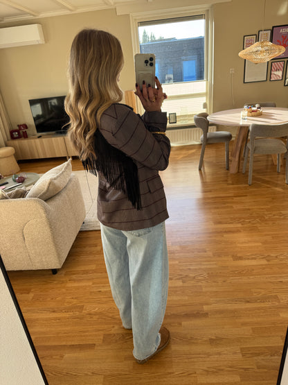 Vintage fringe blazer - taupe