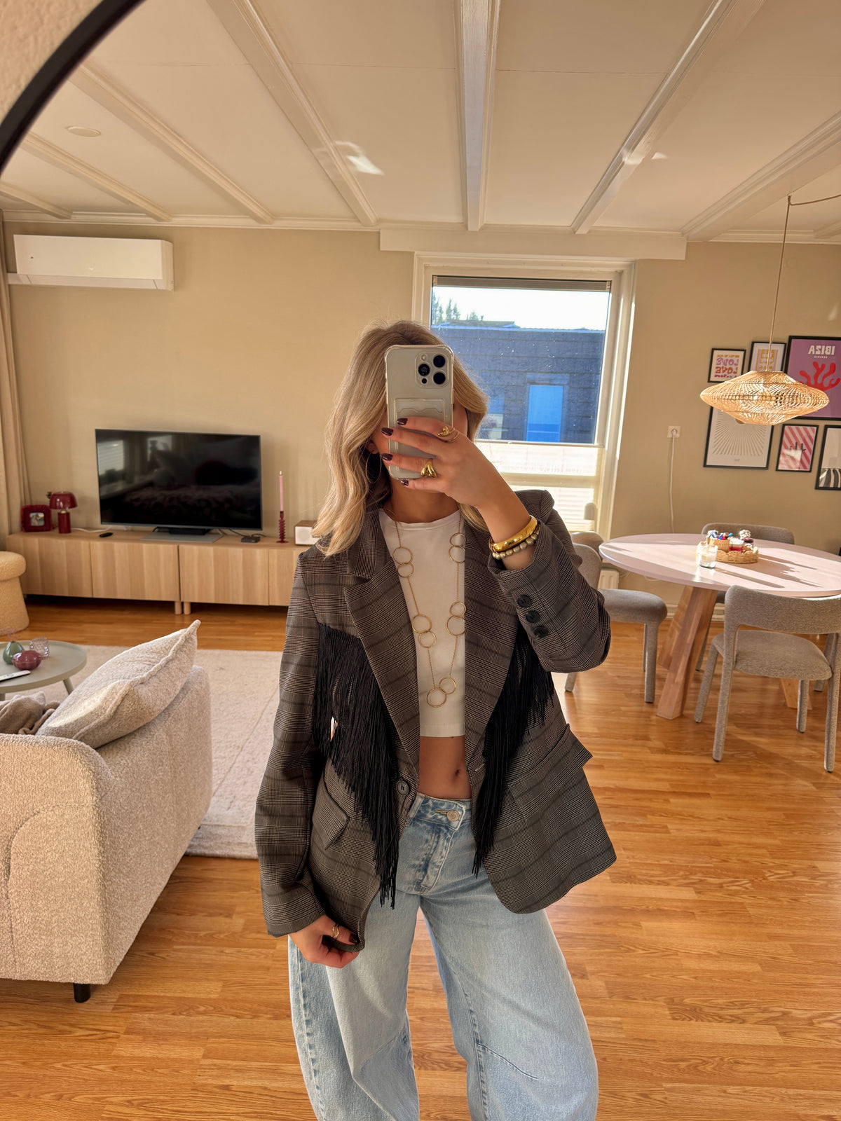 Vintage fringle blazer - khaki