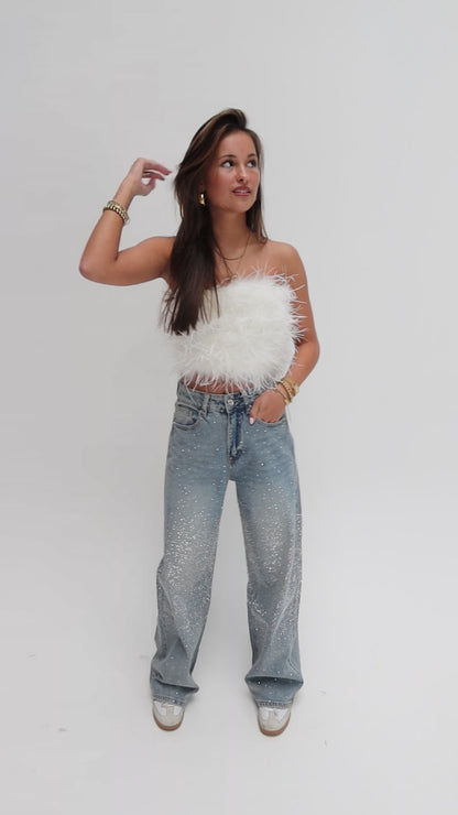 Feather tube top - wit