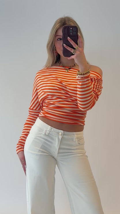 Madison striped top - oranje