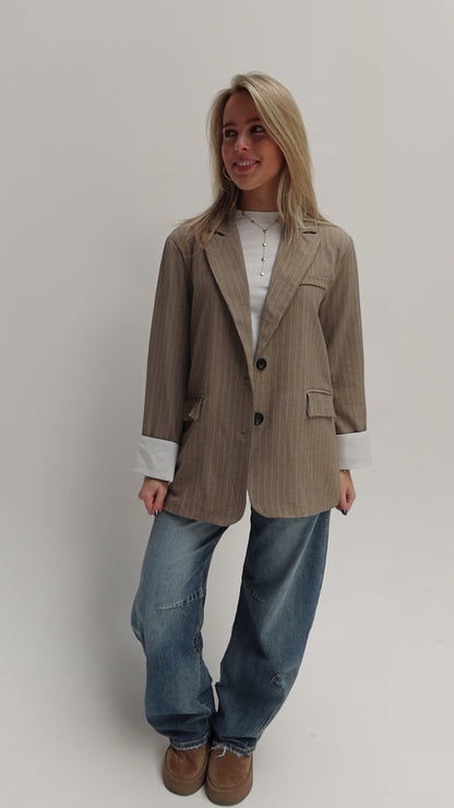 Sanne pinstripe blazer - taupe