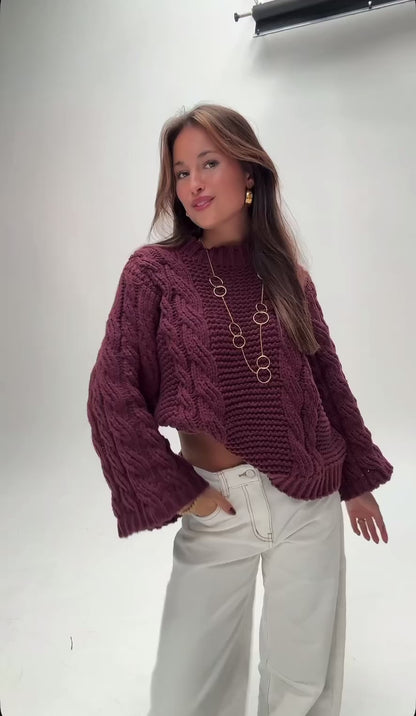 Joy kabelknit - bordeaux