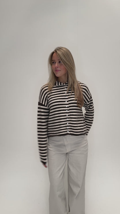 Anna striped cardigan - bruin