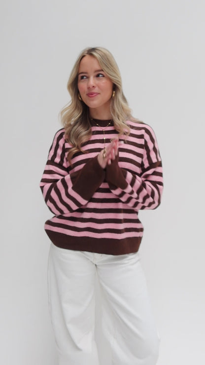 Rosalie striped knit - roze/bruin
