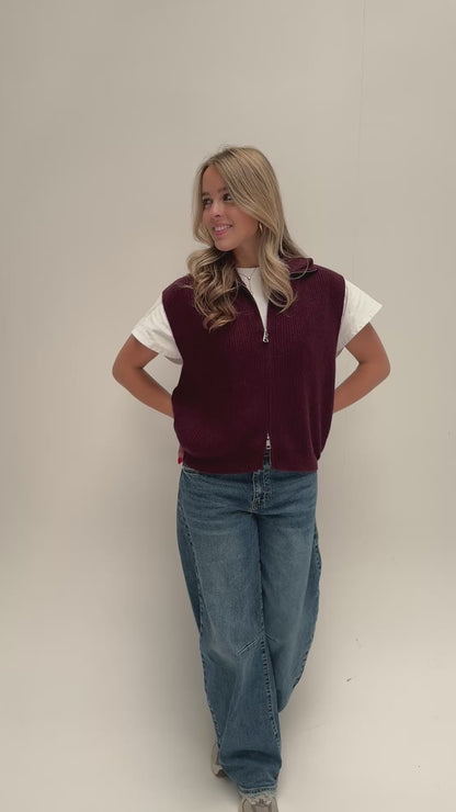 Zip knit cardigan - bordeaux