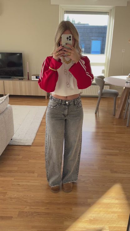 Wide leg jeans adjustable waist - Queenhearts grijs