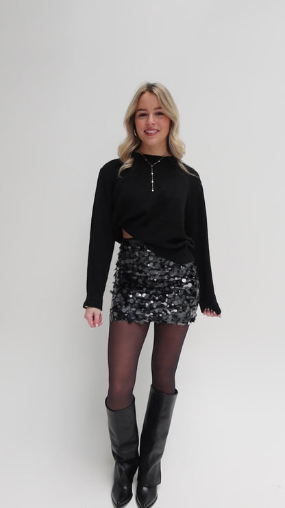 Paris pailletten skirt - zwart