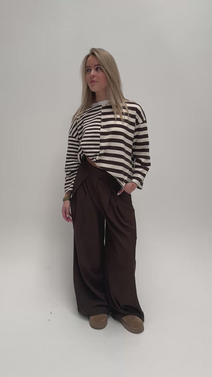 Ambika wide leg pantalon - bruin