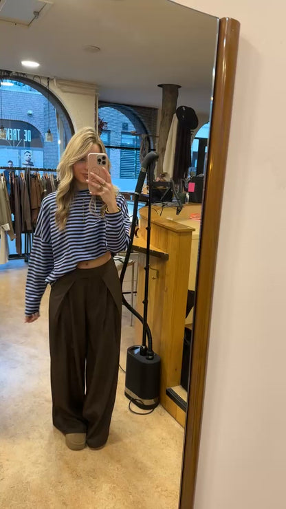 Longsleeved striped top (blauw bruin)