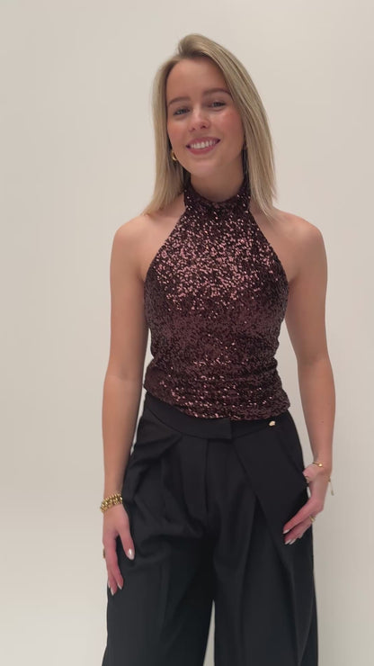 Sparkle halter top - bruin
