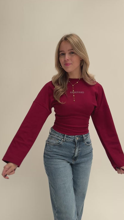 Redefined top longsleeved - bordeaux rood
