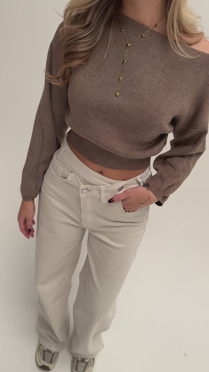 Double button jeans Queenhearts - beige