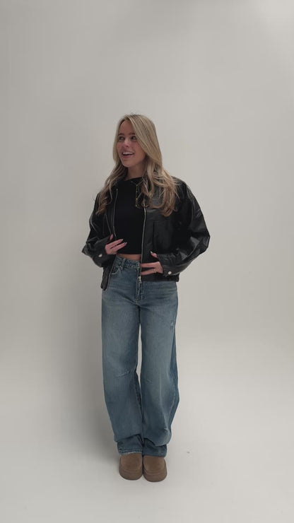 Leatherlook jacket zwart