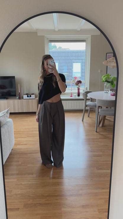 Niene wide leg pantalon - bruin