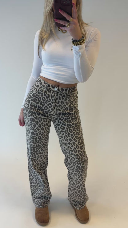 Leopard straight leg jeans - redial