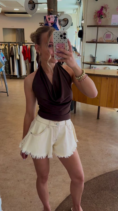 Ibiza fringe short - beige