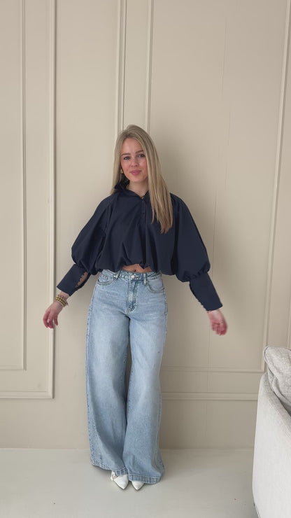 Juna cropped blouse - navy
