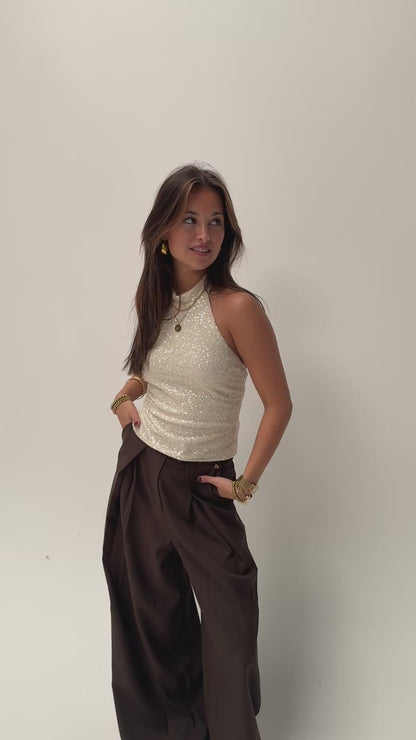 Sparkle halter top - champagnegoud